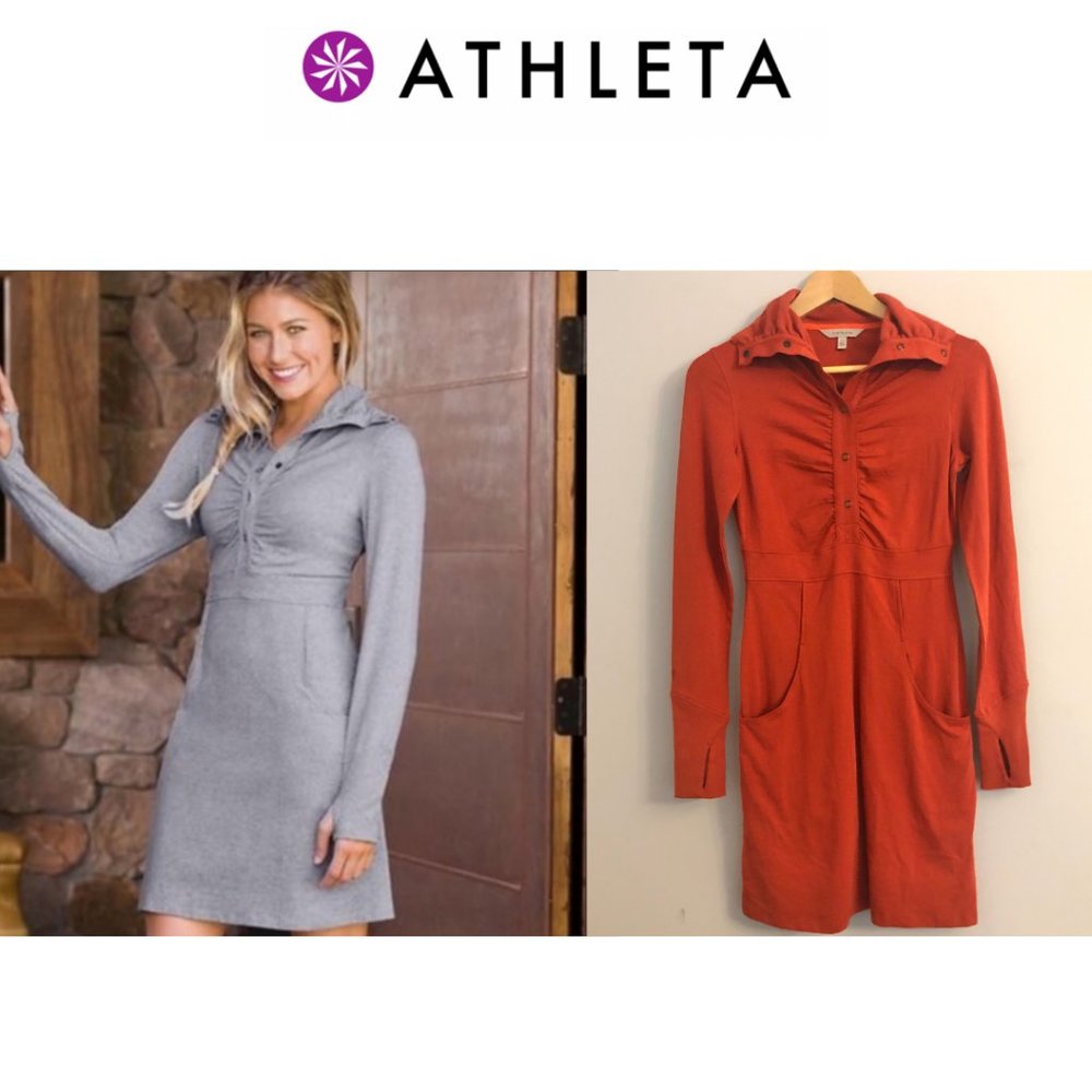 Athleta Cozy Up Long Sleeve Snap Down Dress